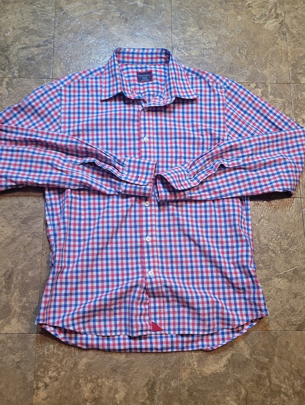 Untuckit Gingham Button Up Shirt Mens Medium White Long Sleeve Plaid Slim Fit